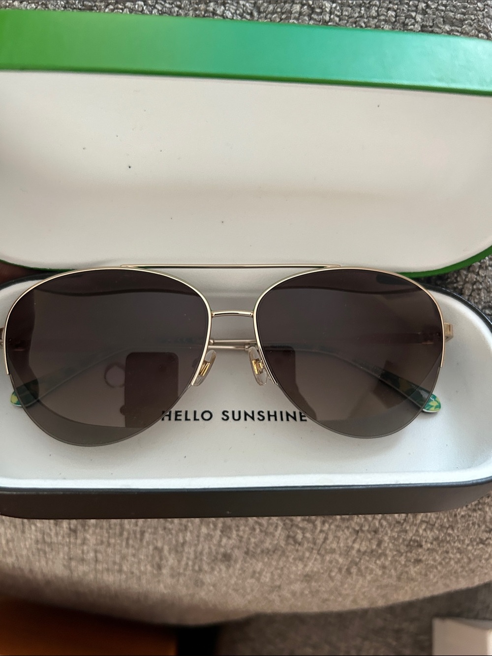 kate spade Gold Aviator Sunglasses with Dark Lenses
